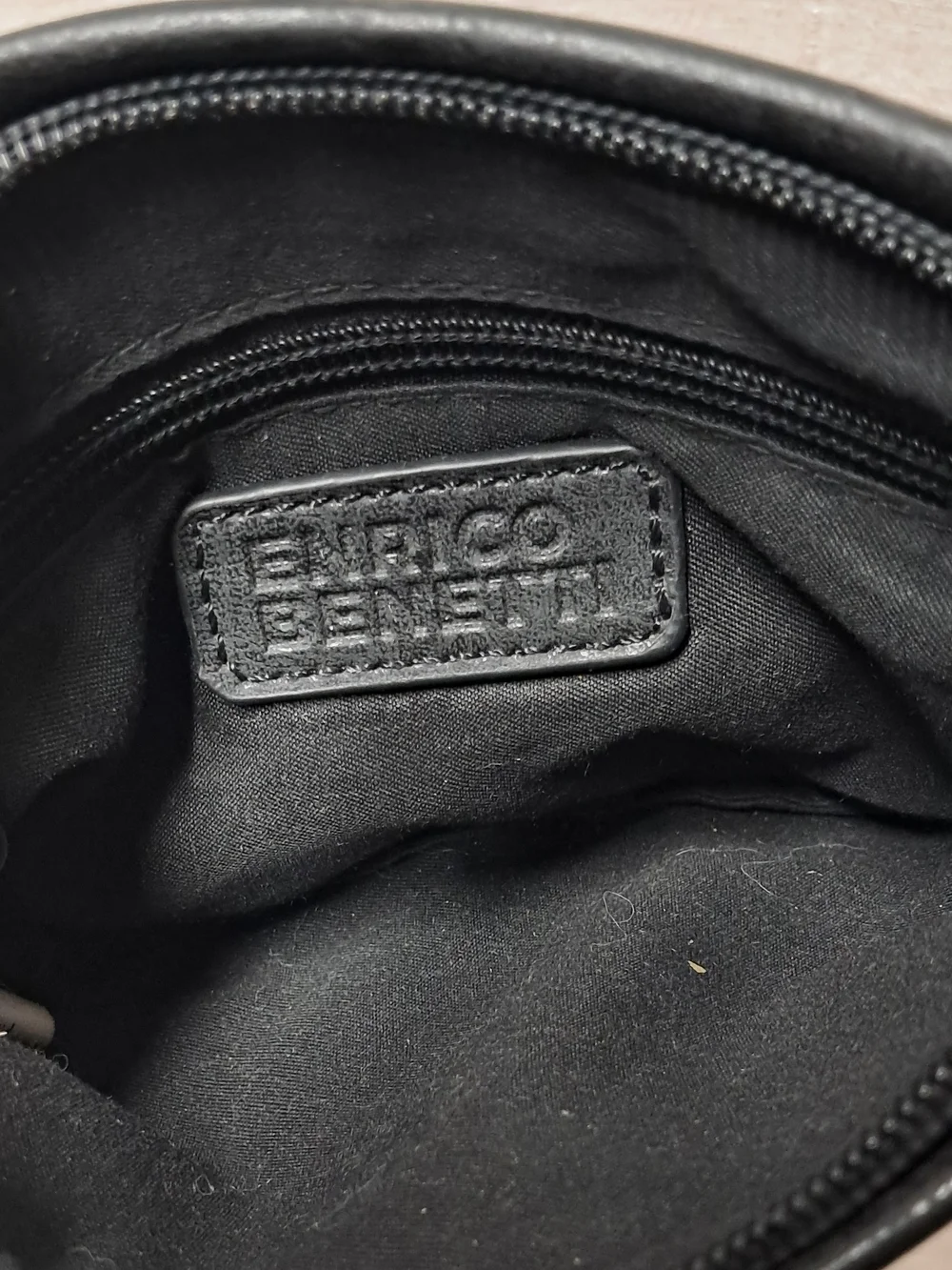 Enrico Benetti Black Logo Embossed Leather Label